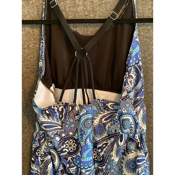 Womens XL Blue Paisley Print Tankini Top With Adjustable Straps & Tummy Control - Picture 11 of 11